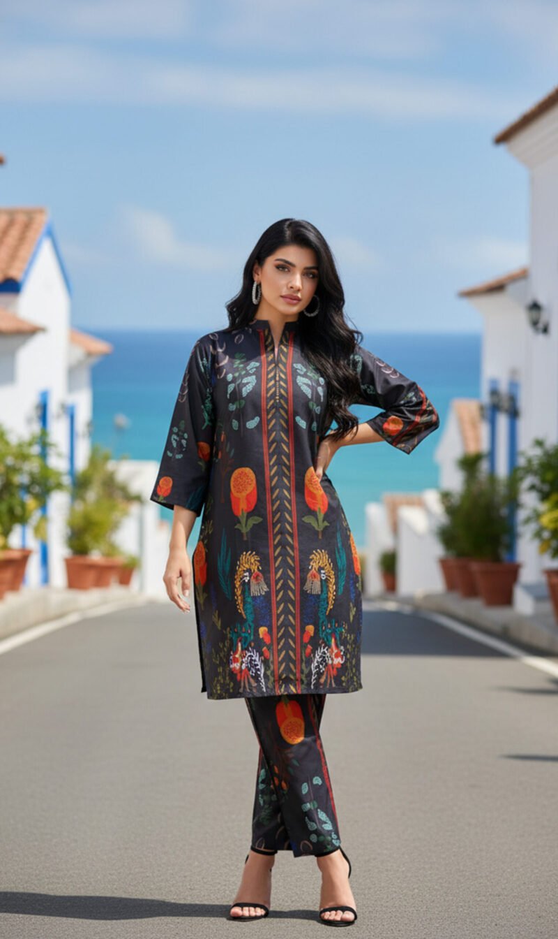 Noor Black Floral Silk