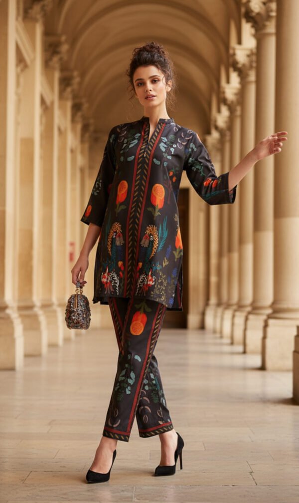 Noor Black Floral Silk