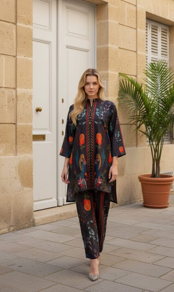 Noor Black Floral Silk