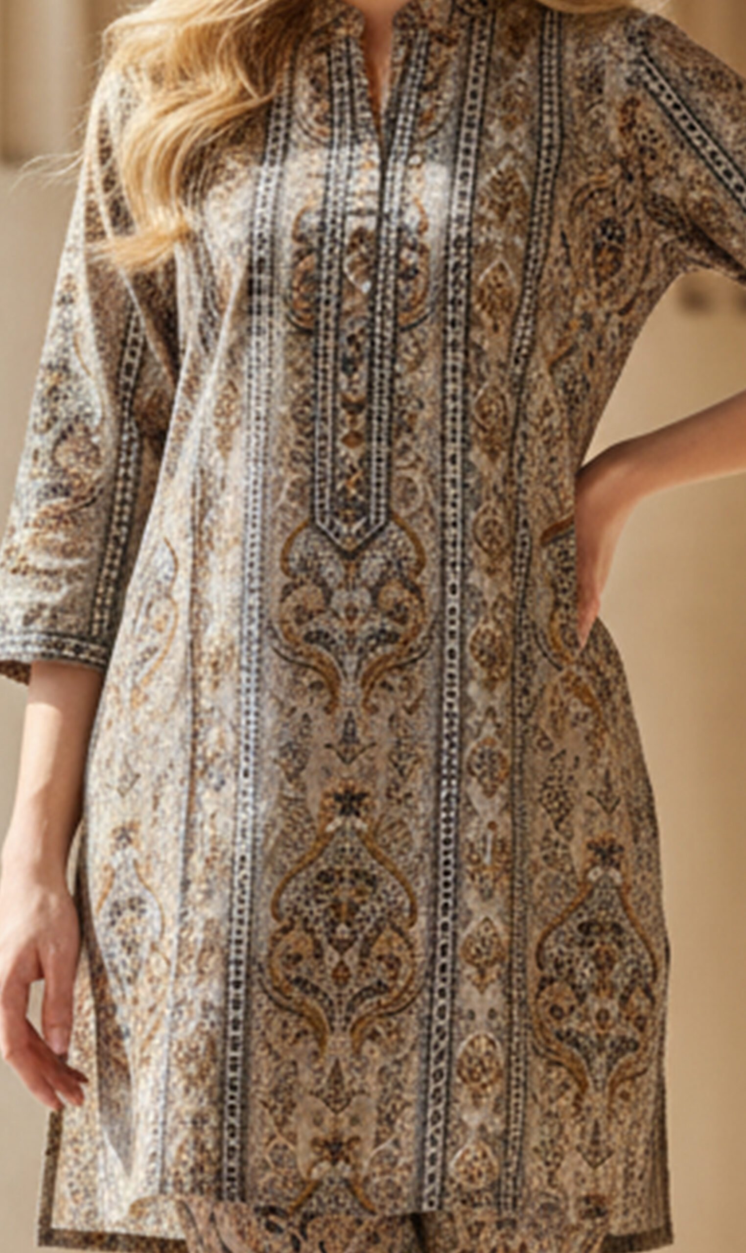 Amber Grace Printed Silk Ensemble