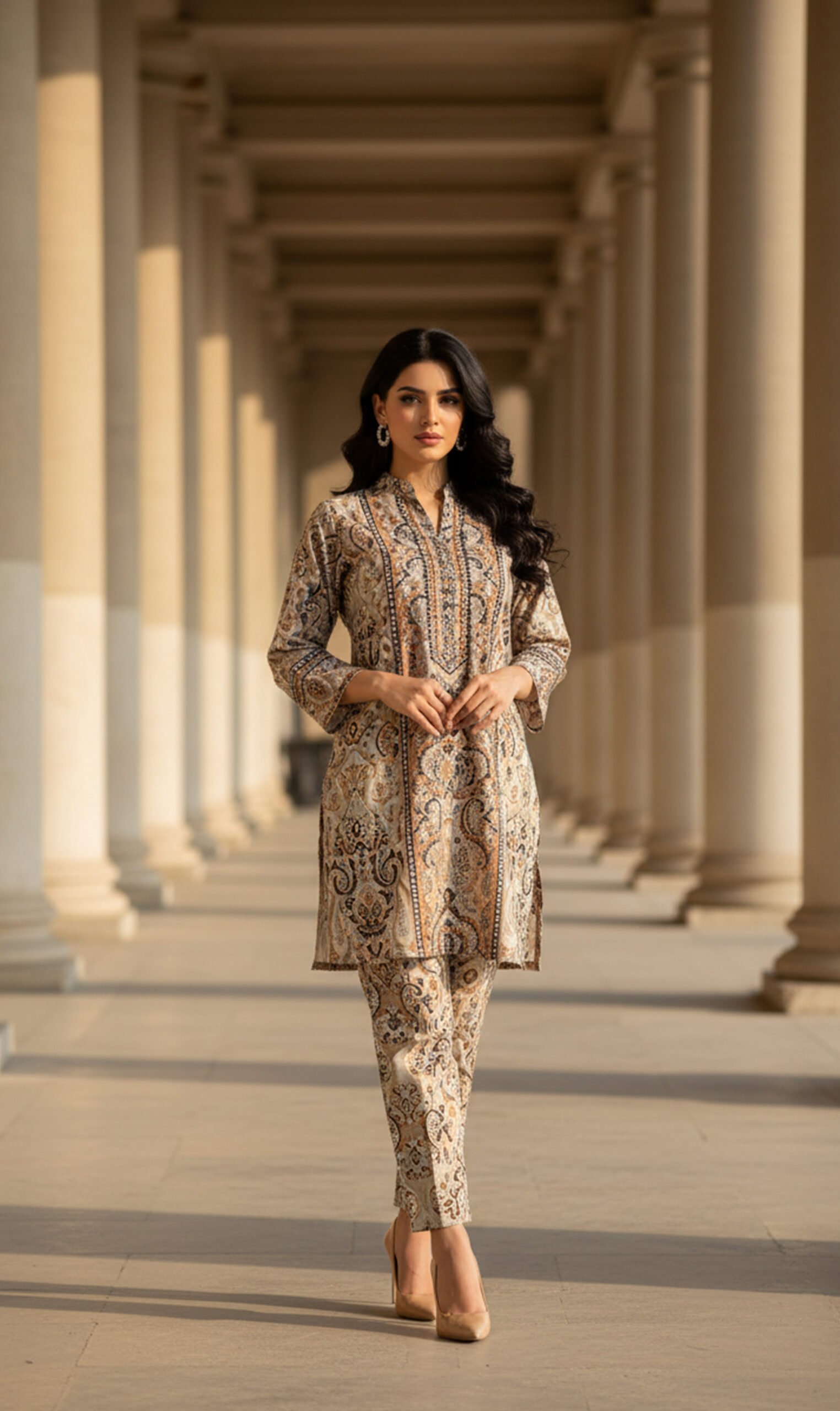 Amber Grace Printed Silk Ensemble