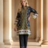 Black Silk Ensemble with Floral Charm and Golden Accents