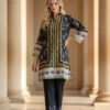 Black Silk Ensemble with Floral Charm and Golden Accents
