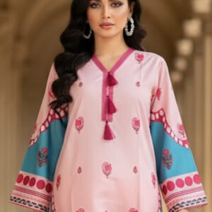 Blush & Teal Floral Silk Ensemble