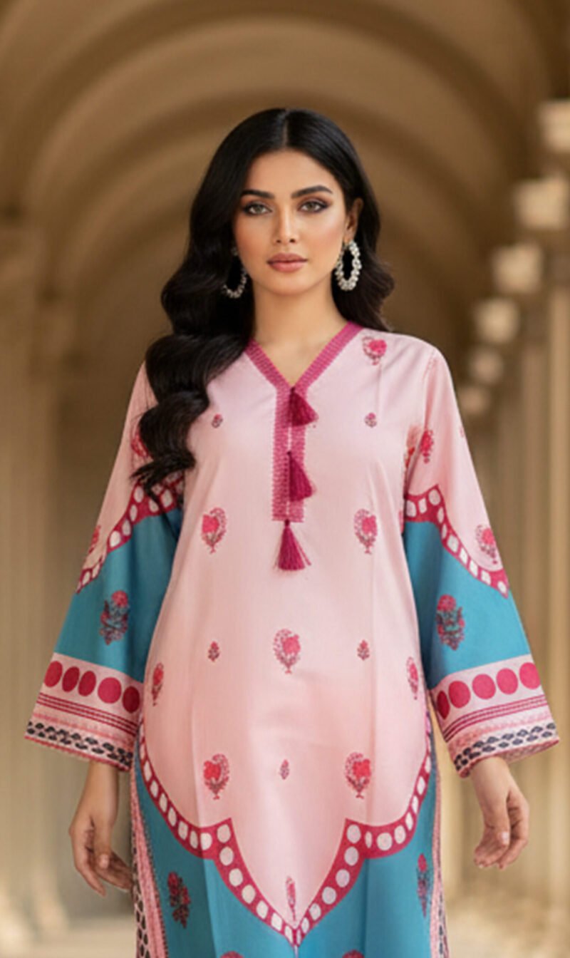 Blush & Teal Floral Silk Ensemble