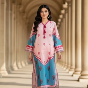 Blush & Teal Floral Silk Ensemble