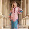 Blush & Teal Floral Silk Ensemble