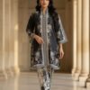 Elegant Noir Floral Silk Ensemble