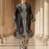 Elegant Noir Floral Silk Ensemble