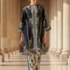 Elegant Noir Floral Silk Ensemble
