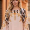 Elegant Peach Silk Ensemble with Royal Baroque Detailing