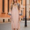 Elegant Peach Silk Ensemble with Royal Baroque Detailing
