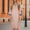 Elegant Peach Silk Ensemble with Royal Baroque Detailing