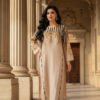 Elegant Peach Silk Ensemble with Royal Baroque Detailing