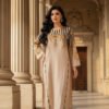 Elegant Peach Silk Ensemble with Royal Baroque Detailing