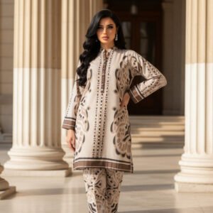 Golden Dusk Abstract Silk Ensemble