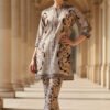 Golden Dusk Abstract Silk Ensemble