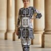 Monochrome Block-Print Silk Ensemble