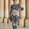 Monochrome Block-Print Silk Ensemble