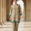 Saffron Green Paisley Silk Ensemble