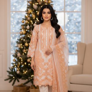 Peach Motif Cotton Ensemble