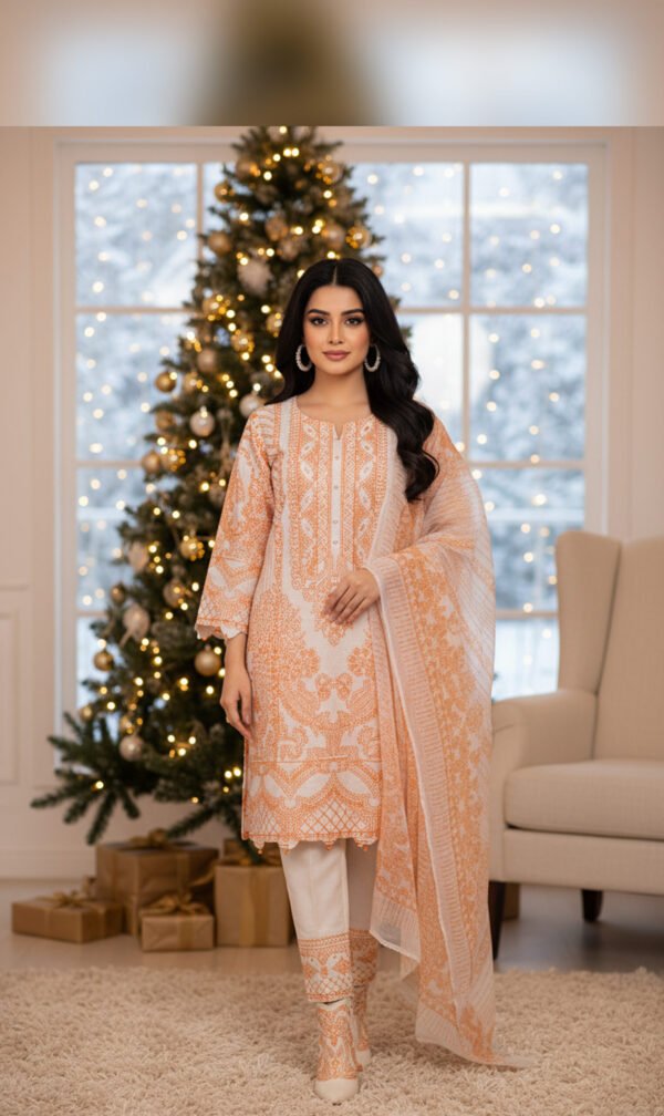 Peach Motif Cotton Ensemble