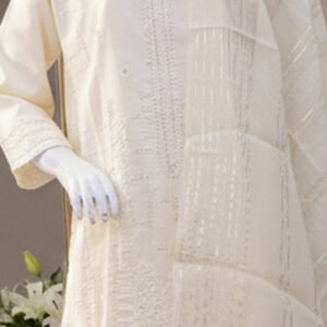 Ivory Cotton Embroidered Ensemble