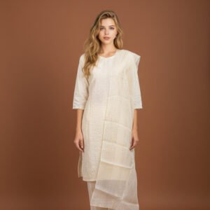 Ivory Cotton Embroidered Ensemble